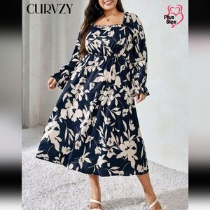 CURVZY Floral Plus Size Floral Dress 5XL/22